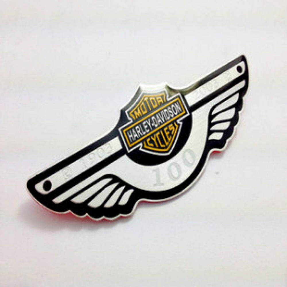 2 Large Harley Davidson 100th Anniversary Tank Emblems Size  L12.5 CM XH 5.4 Cm
